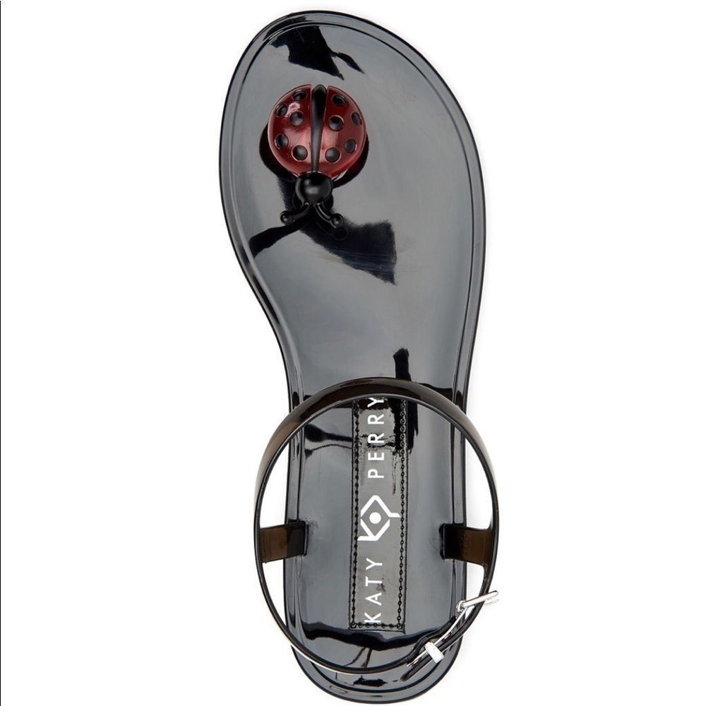 Katy Perry Ladybug Geli Novelty Jelly Sandals Size 6M Black NEW